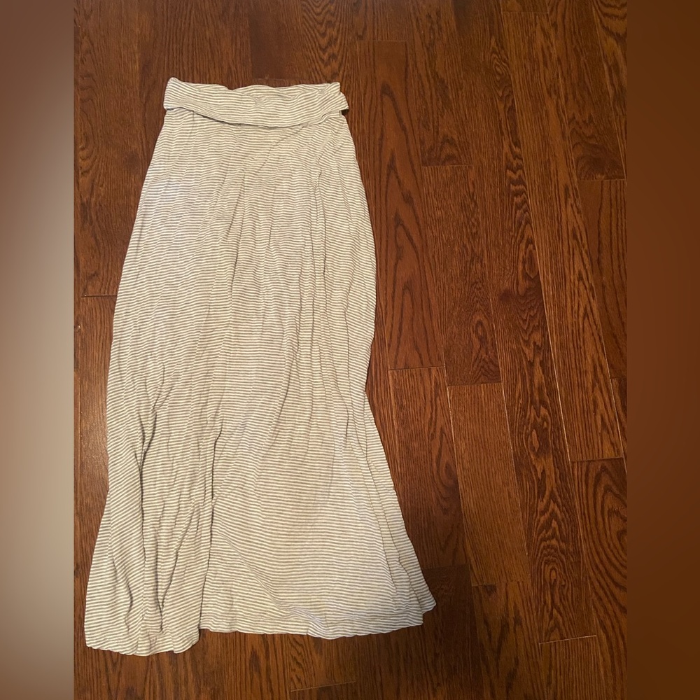 Striped roll over waist maxi skirt